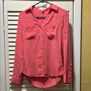 Express Coral Button-Up Blouse